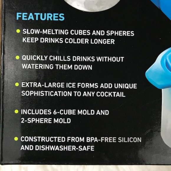 NWOT Sharper Image 2 PC XL Slow Melting Cube & Sphere Ice Molds Combo Pack - Picture 6 of 12